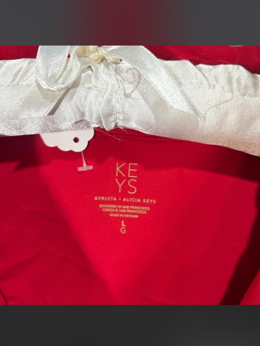 Athleta x Alicia Keys sporty preppy red Longsleeve jumpsuit with flare legs L - Picture 3 of 7